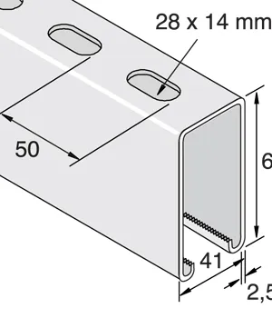 Rail 41x62 épaisseur 2,5 mm