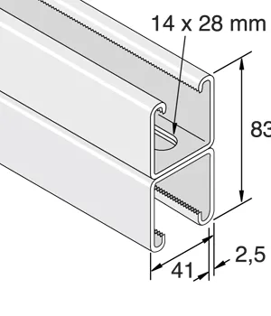 Rail 41x41 DOUBLE épaisseur 2.5 mm