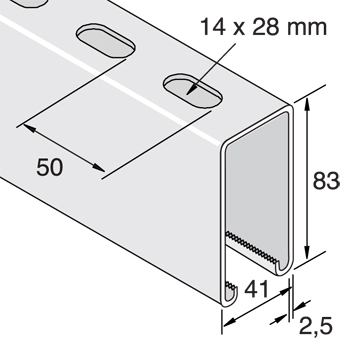Rail 41x83 épaisseur 2,5 mm